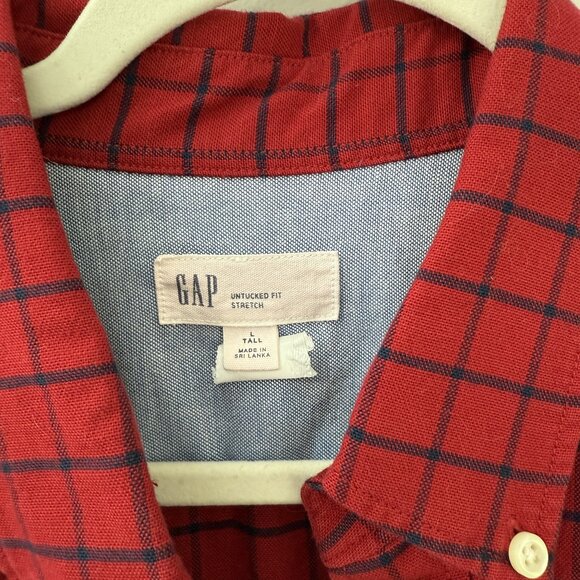 GAP Red Plaid Long Sleeve Button-Up - Picture 2 of 2